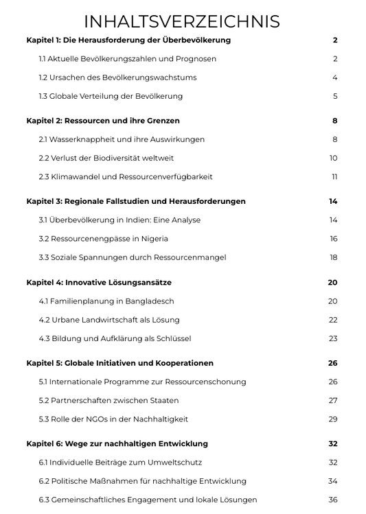 Überbevölkerung und  Ressourcenknappheit - Georg Werner