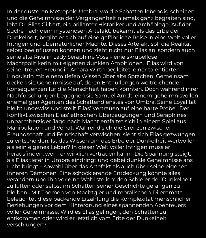 Dr. Gilbert und das Erbe  der Dunkelheit