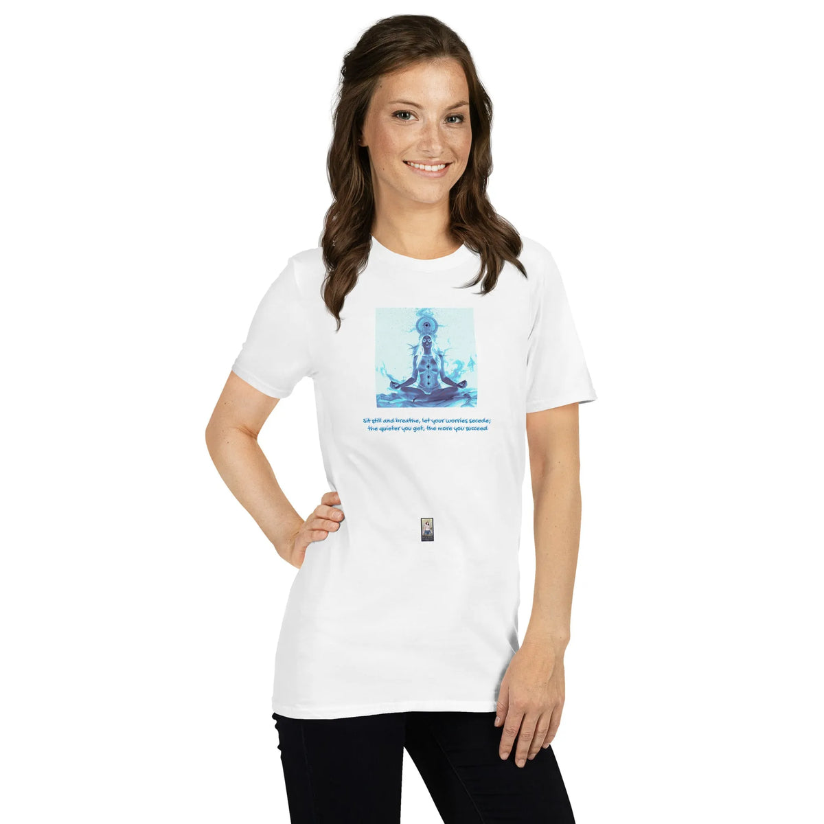 ZEN#1 Unisex T-Shirt in Weiß – Seitenansicht rechts / Vorderansicht