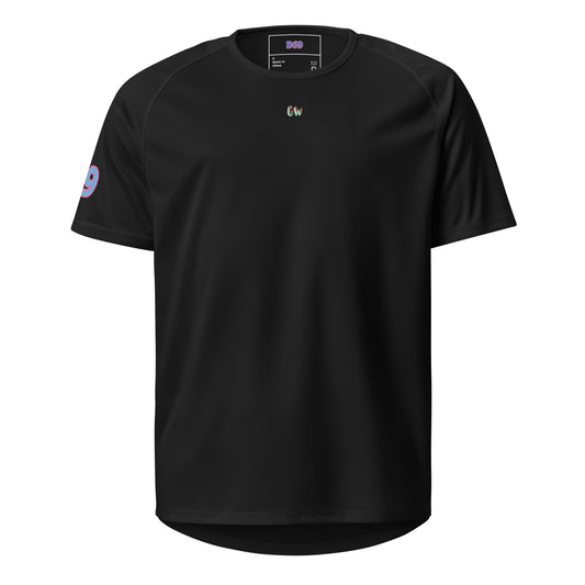 Sports jersey, black, front with small “CW” logo and number “B69” label at collar.