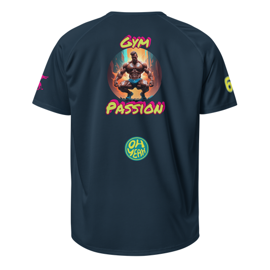 Unisex sports jersey back print “Gym Passion” (French navy)