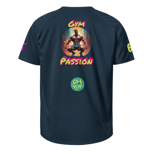 Unisex sports jersey back print “Gym Passion” (French navy)