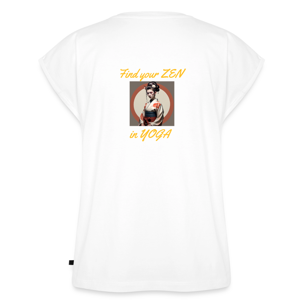 Frauen T-Shirt mit gerollten Ärmeln - Weiß