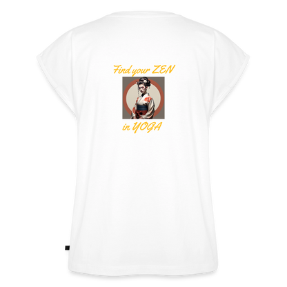 Frauen T-Shirt mit gerollten Ärmeln - Weiß