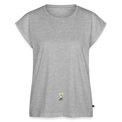 Frauen T-Shirt mit gerollten Ärmeln - Grau meliert