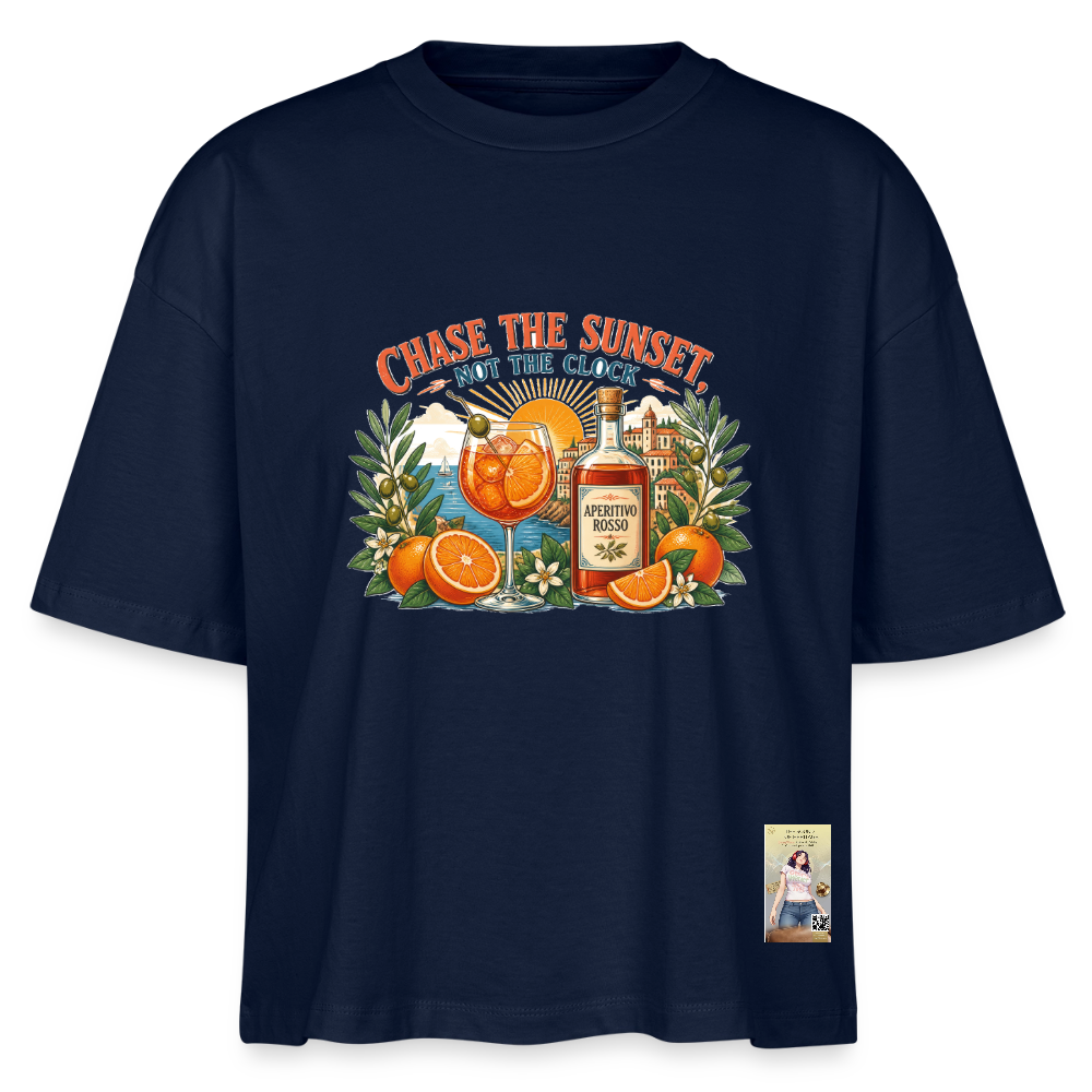 Aperrosso Frauen Boxy Bio-T-Shirt - Navy