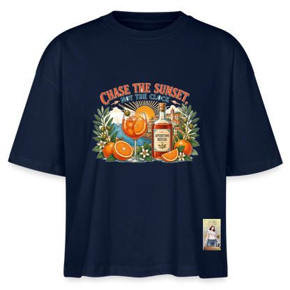 Aperrosso Frauen Boxy Bio-T-Shirt - Navy