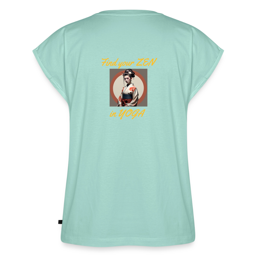Frauen T-Shirt mit gerollten Ärmeln - Mint 