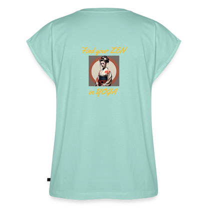 Frauen T-Shirt mit gerollten Ärmeln - Mint 