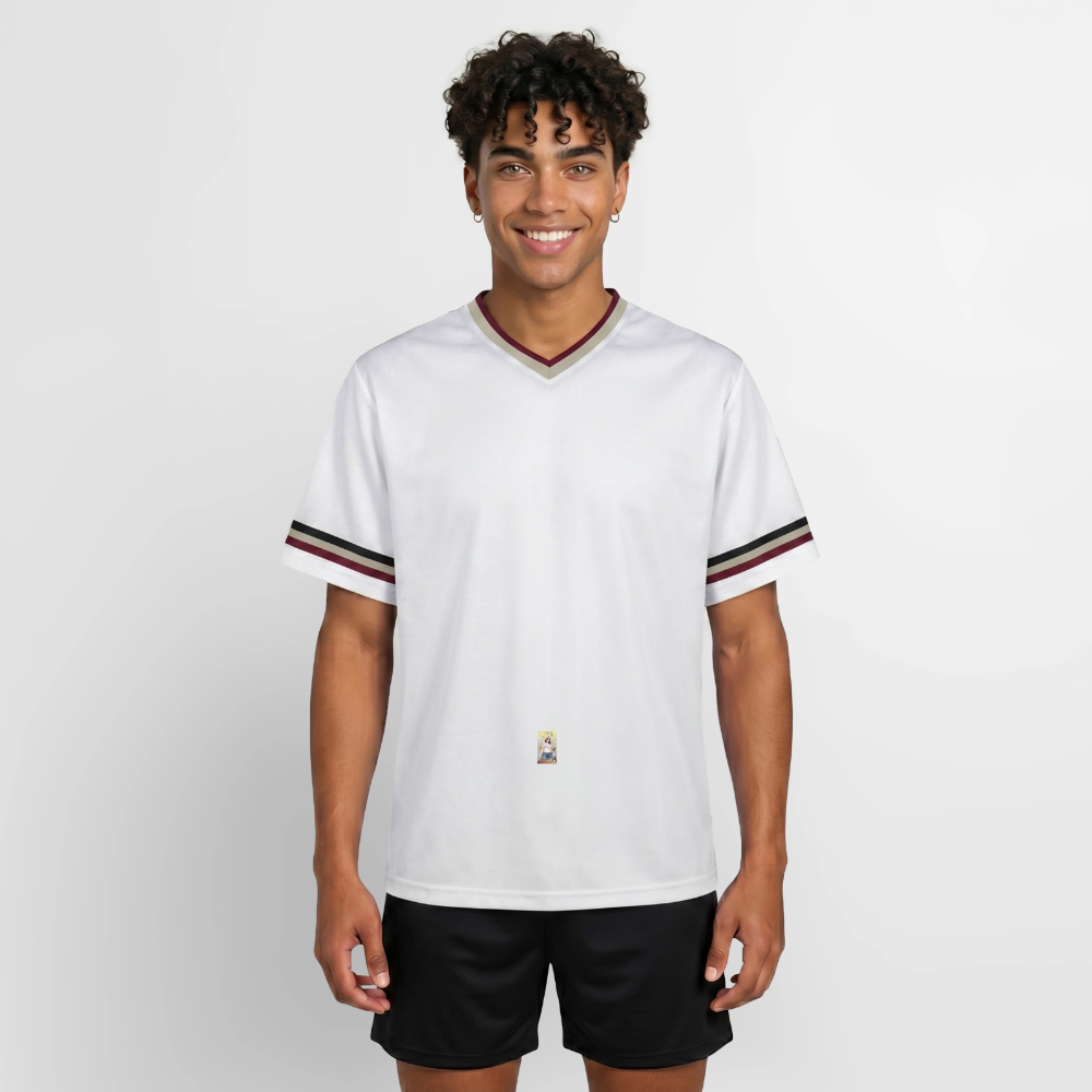 Gangsta#2 Football Style Mesh T-Shirt - Offwhite/Bordeaux