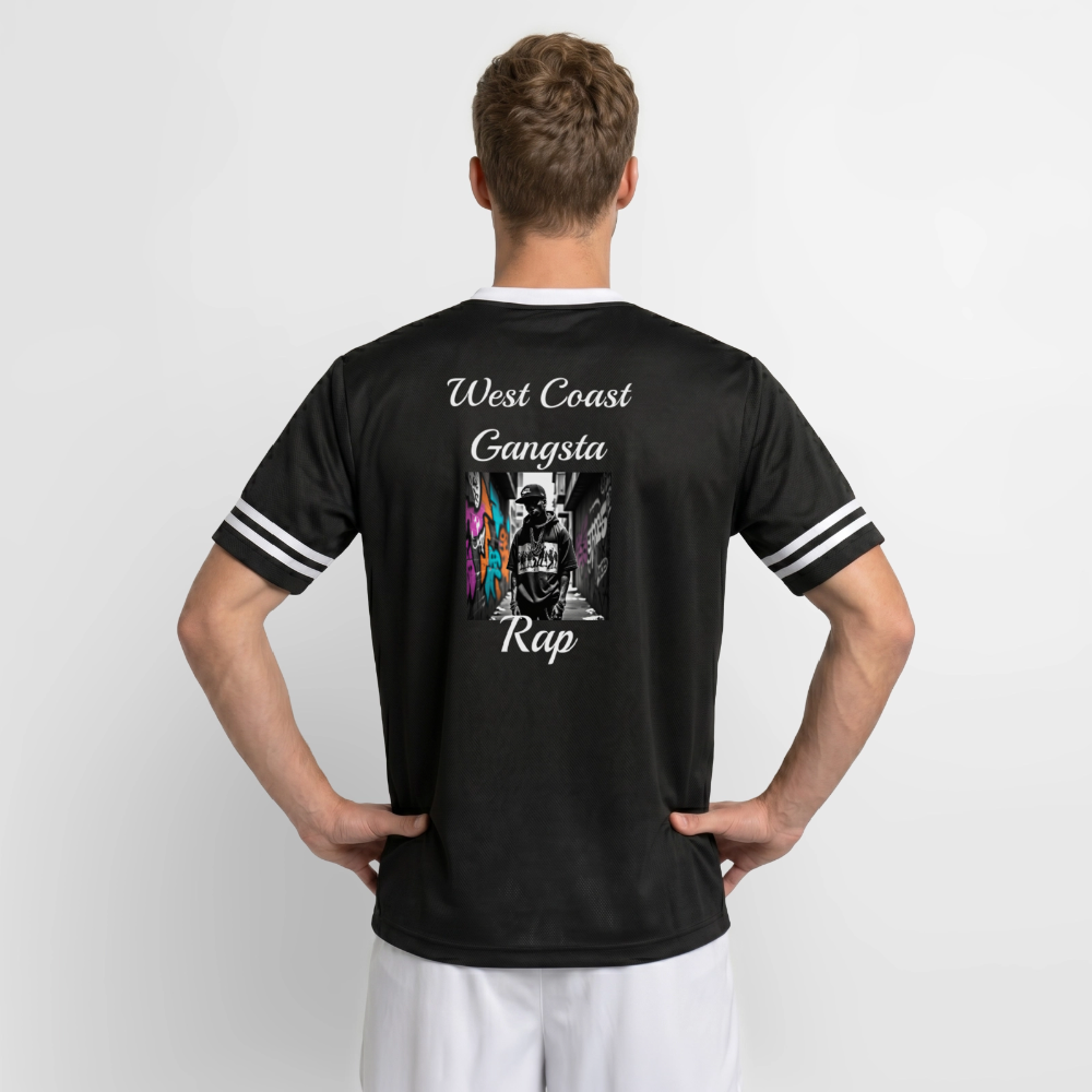 Gangsta Football Style Mesh T-Shirt - Schwarz/Weiß