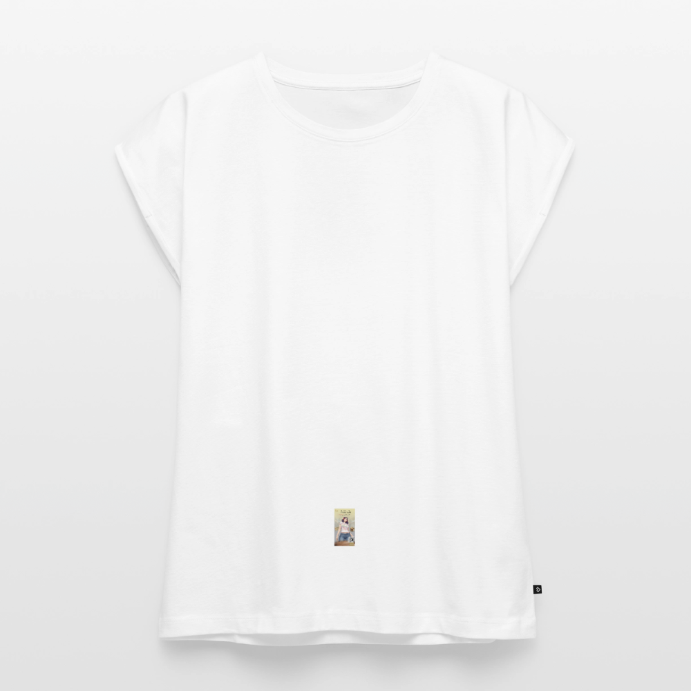 Frauen T-Shirt mit gerollten Ärmeln - Weiß