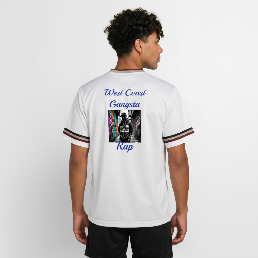 Gangsta#2 Football Style Mesh T-Shirt - Offwhite/Bordeaux