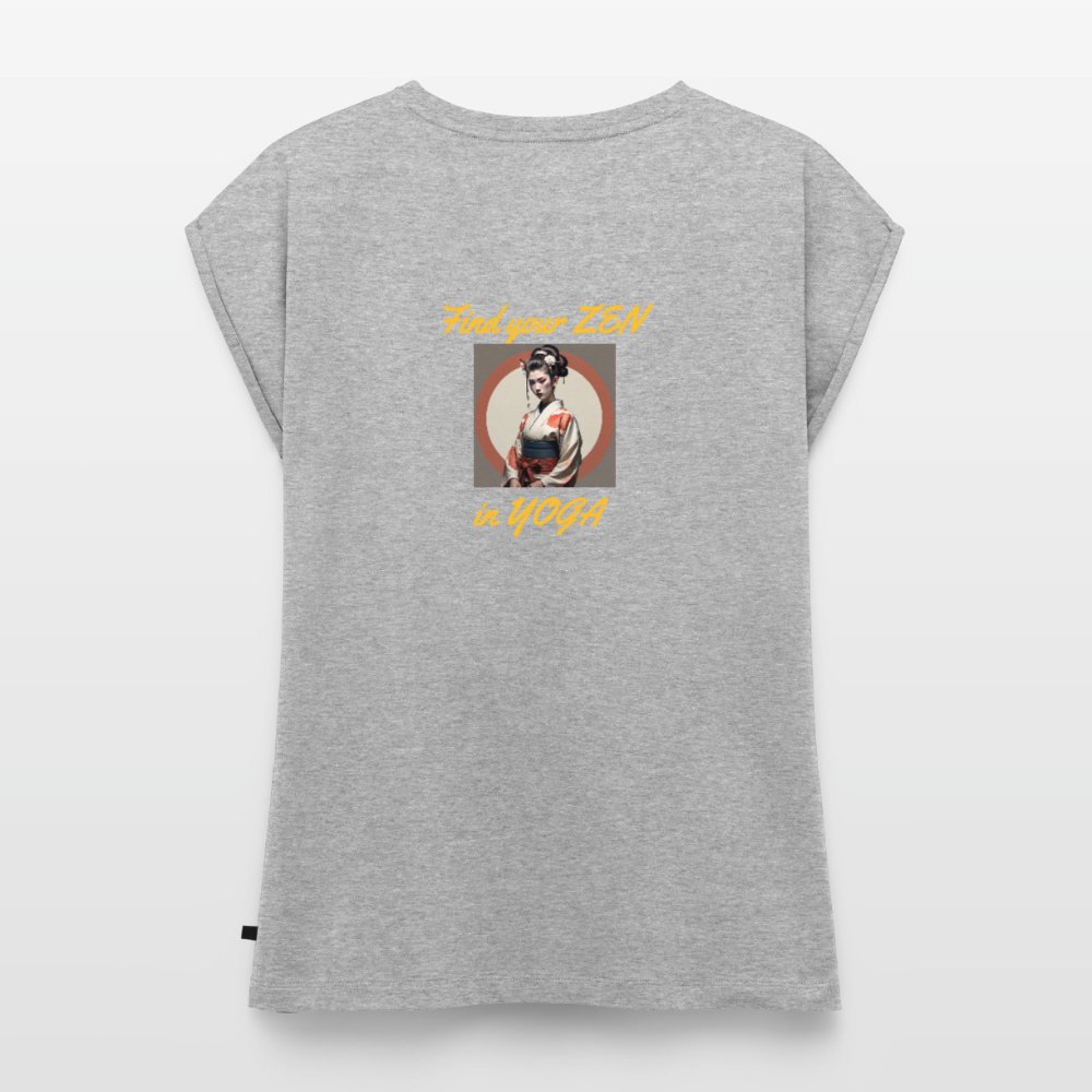 Frauen T-Shirt mit gerollten Ärmeln - Grau meliert