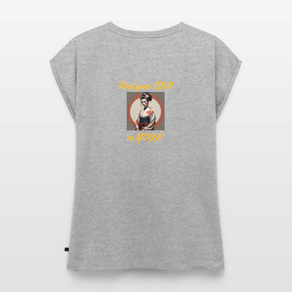 Frauen T-Shirt mit gerollten Ärmeln - Grau meliert