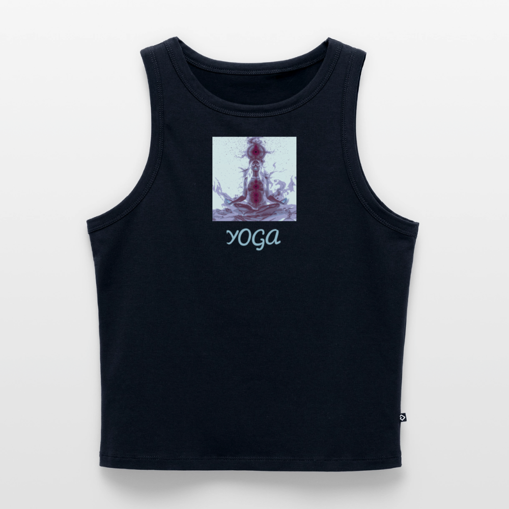YOGA Cropped Frauen Organic Tank Top - Navy
