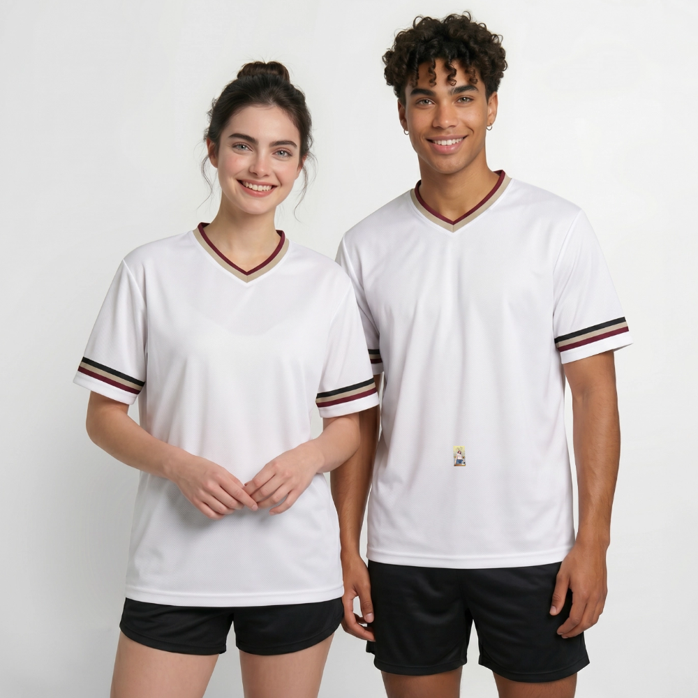Gangsta#2 Football Style Mesh T-Shirt - Offwhite/Bordeaux