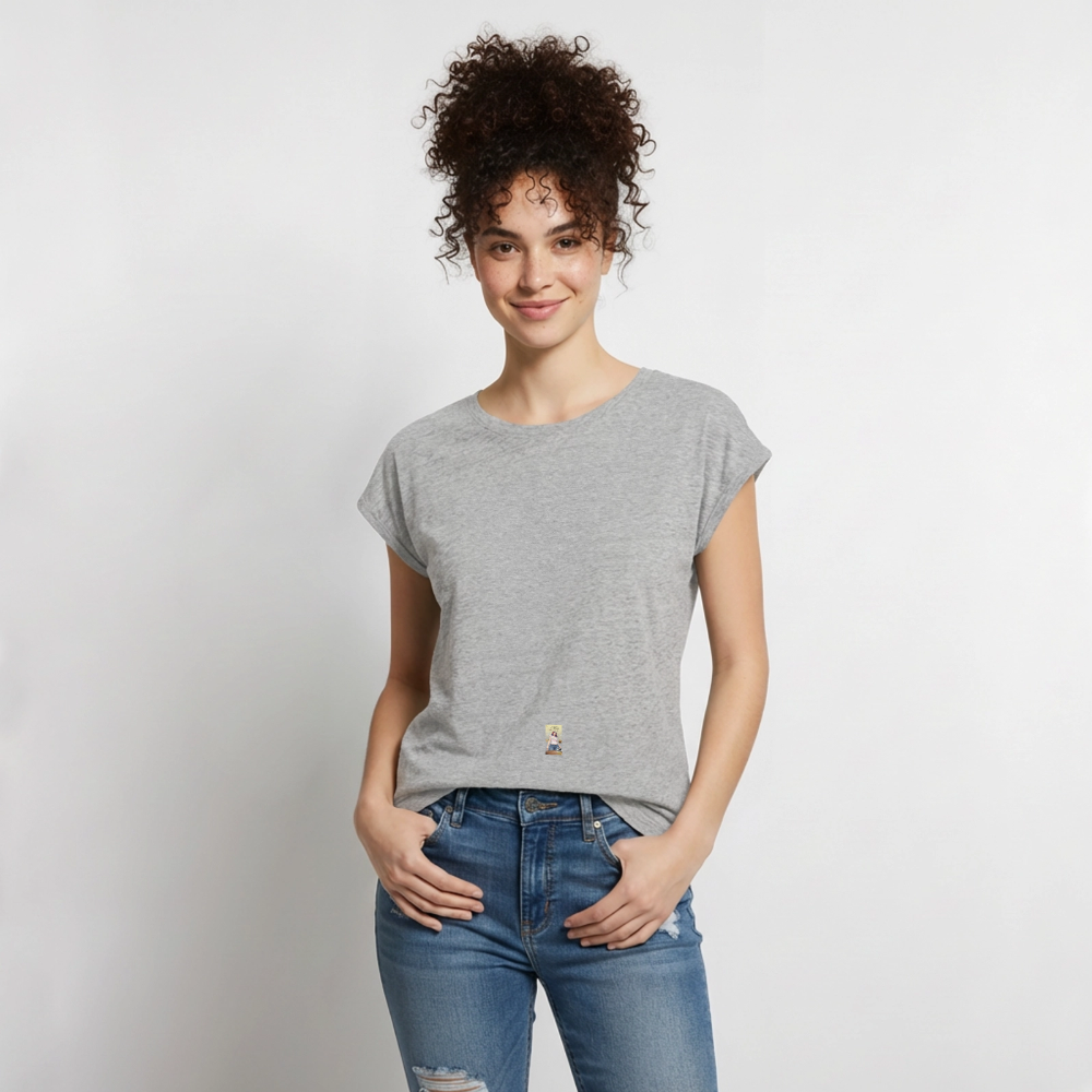 Frauen T-Shirt mit gerollten Ärmeln - Grau meliert
