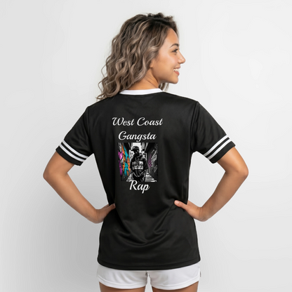 Gangsta Football Style Mesh T-Shirt - Schwarz/Weiß