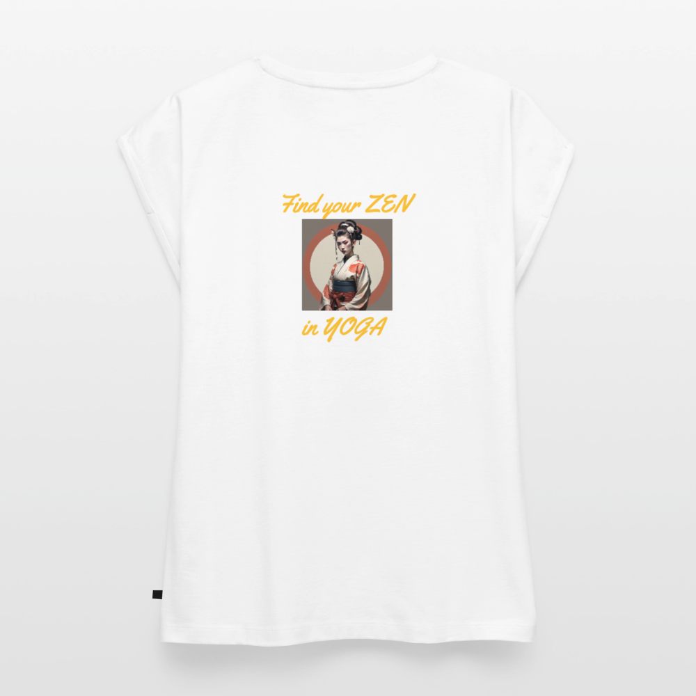 Frauen T-Shirt mit gerollten Ärmeln - Weiß
