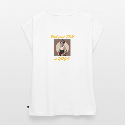 Frauen T-Shirt mit gerollten Ärmeln - Weiß