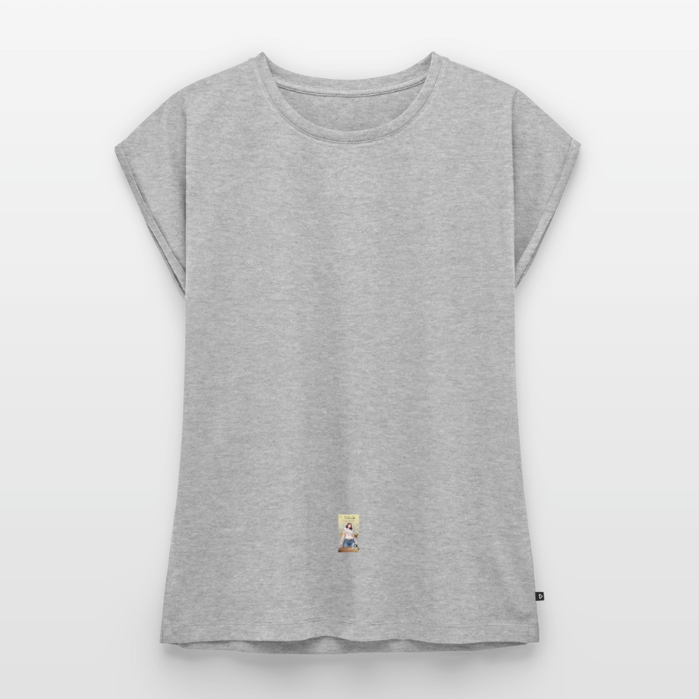 Frauen T-Shirt mit gerollten Ärmeln - Grau meliert
