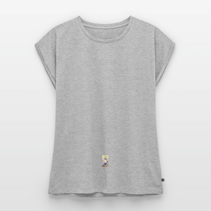 Frauen T-Shirt mit gerollten Ärmeln - Grau meliert