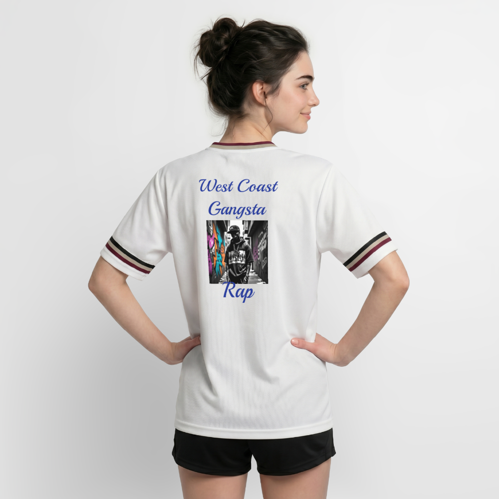 Gangsta#2 Football Style Mesh T-Shirt - Offwhite/Bordeaux