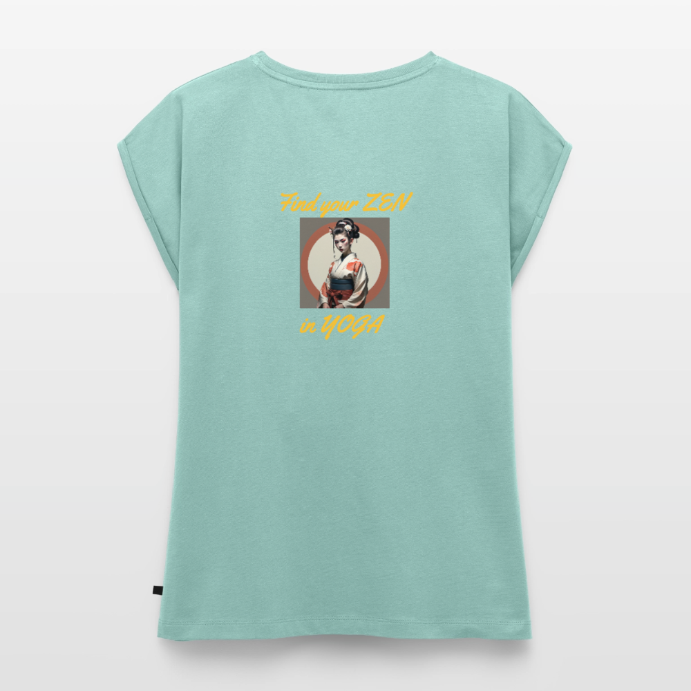 Frauen T-Shirt mit gerollten Ärmeln - Mint 