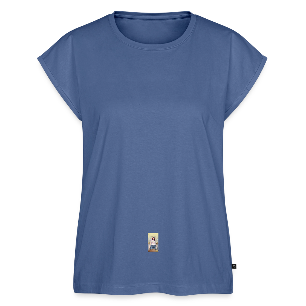 Frauen T-Shirt mit gerollten Ärmeln - Taubenblau