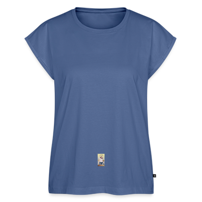 Frauen T-Shirt mit gerollten Ärmeln - Taubenblau