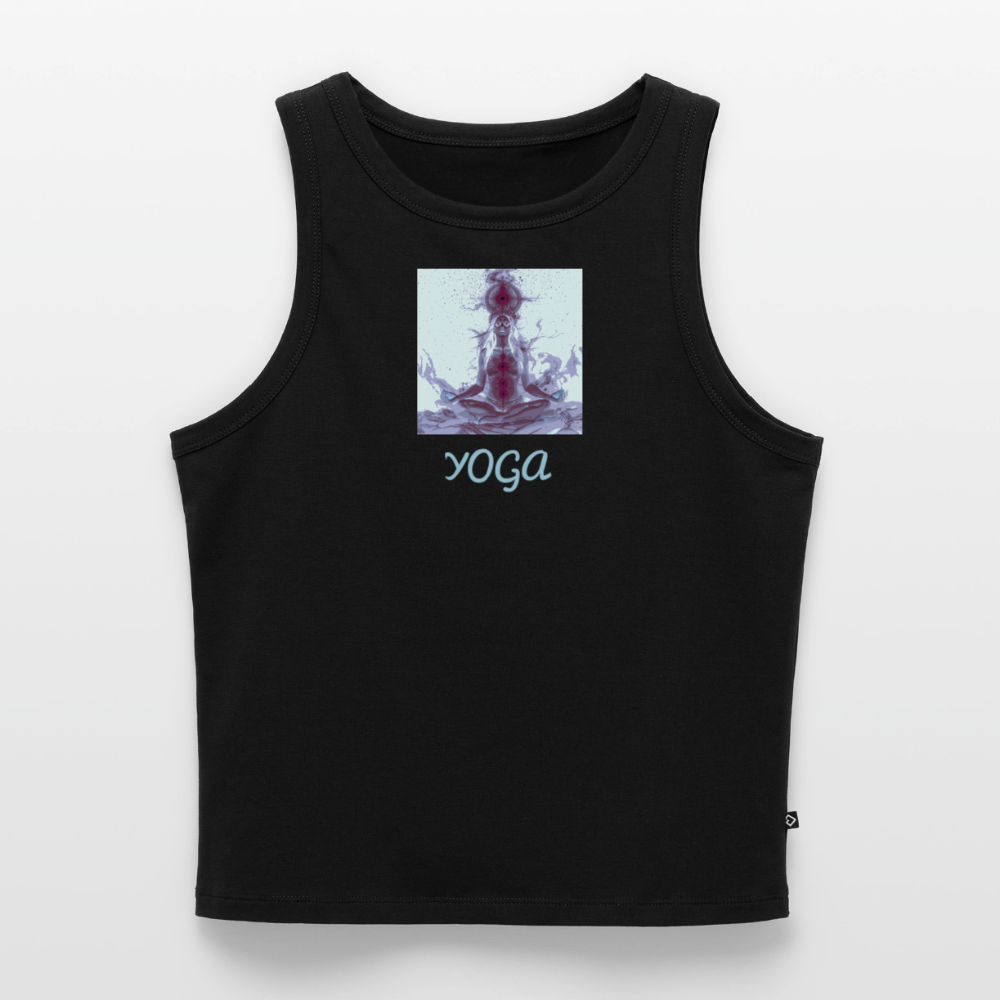 YOGA Cropped Frauen Organic Tank Top - Schwarz