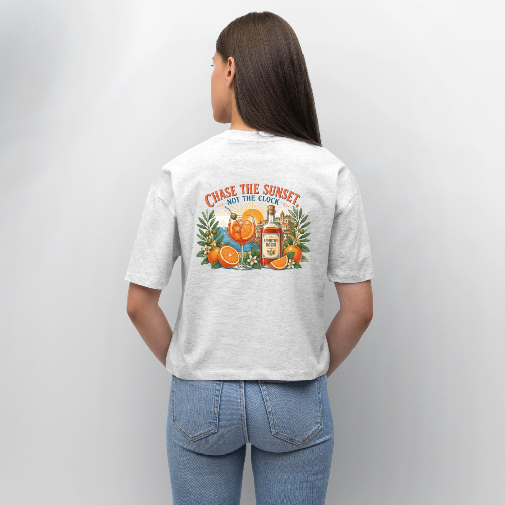 Aperrosso Frauen Boxy Bio-T-Shirt - Weiß meliert
