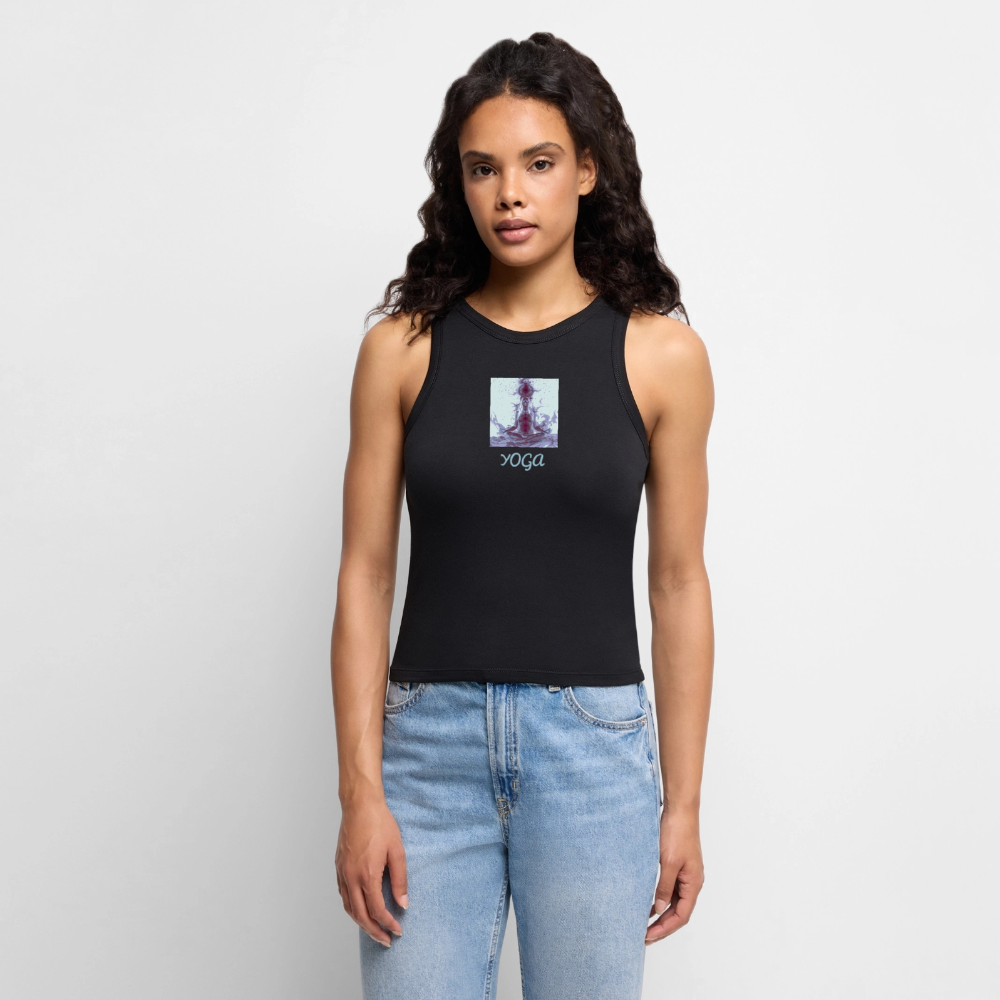 YOGA Cropped Frauen Organic Tank Top - Schwarz