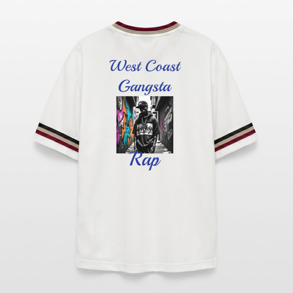 Gangsta#2 Football Style Mesh T-Shirt - Offwhite/Bordeaux