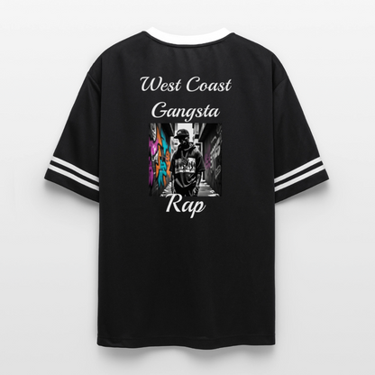 Gangsta Football Style Mesh T-Shirt - Schwarz/Weiß