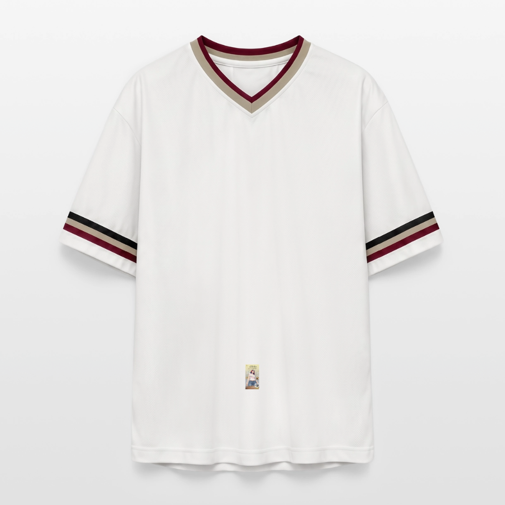 Gangsta#2 Football Style Mesh T-Shirt - Offwhite/Bordeaux