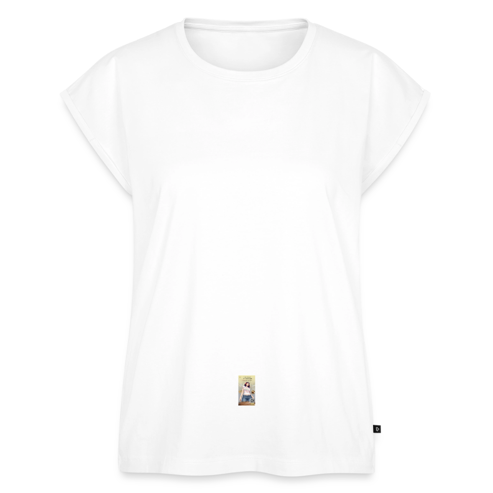 Frauen T-Shirt mit gerollten Ärmeln - Weiß