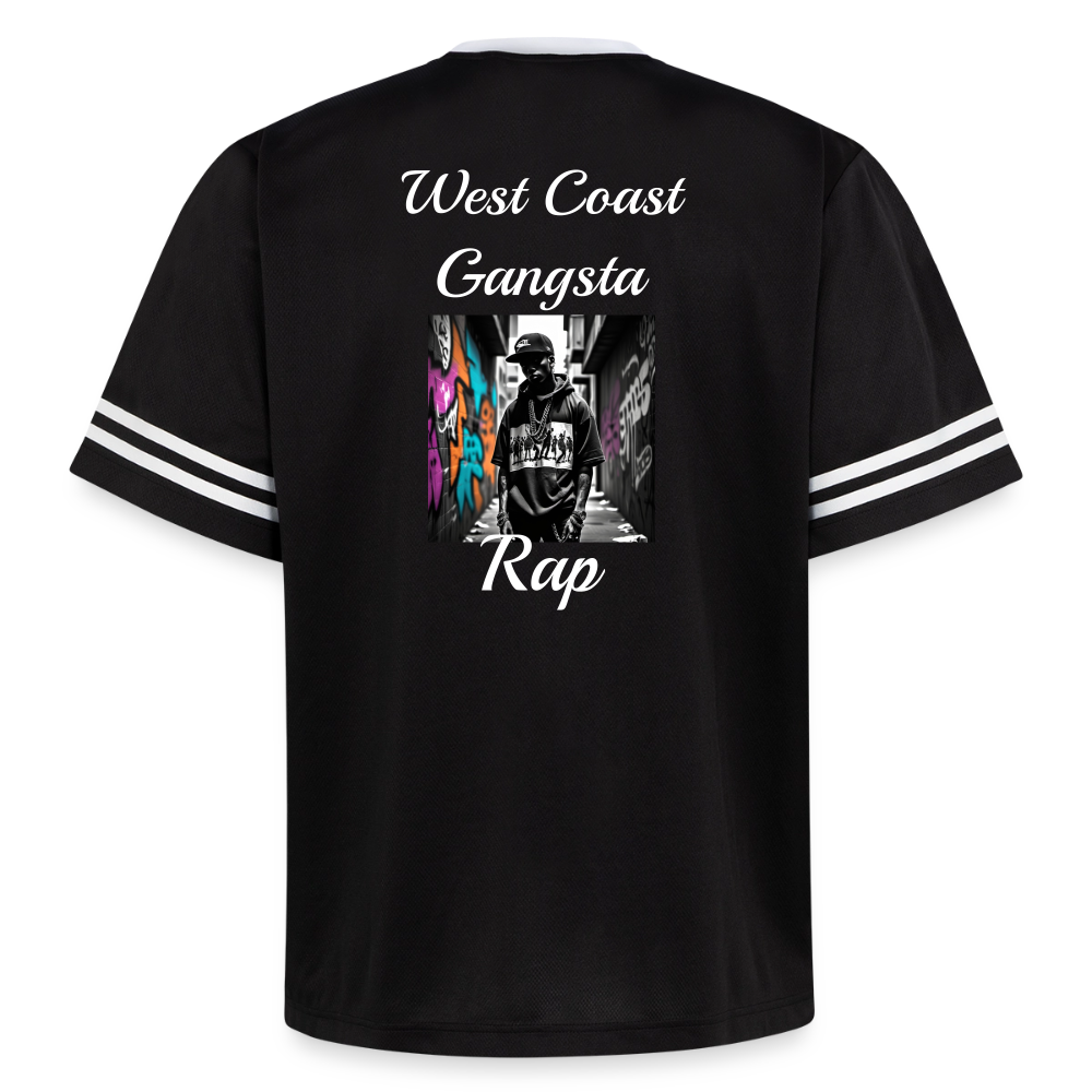 Gangsta Football Style Mesh T-Shirt - Schwarz/Weiß