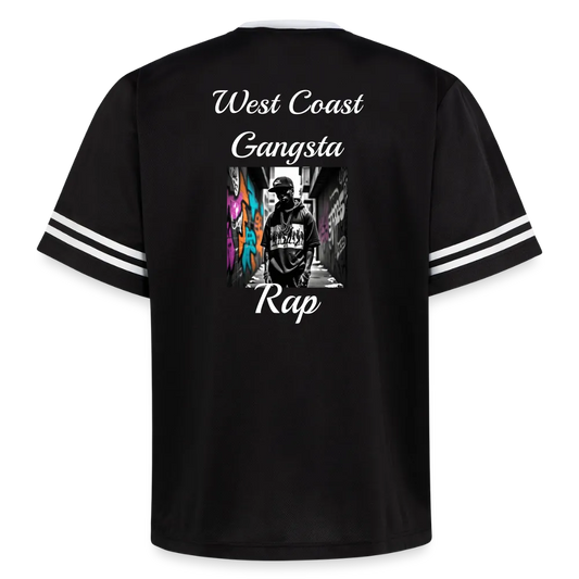 Gangsta Football Style Mesh T-Shirt - Schwarz/Weiß