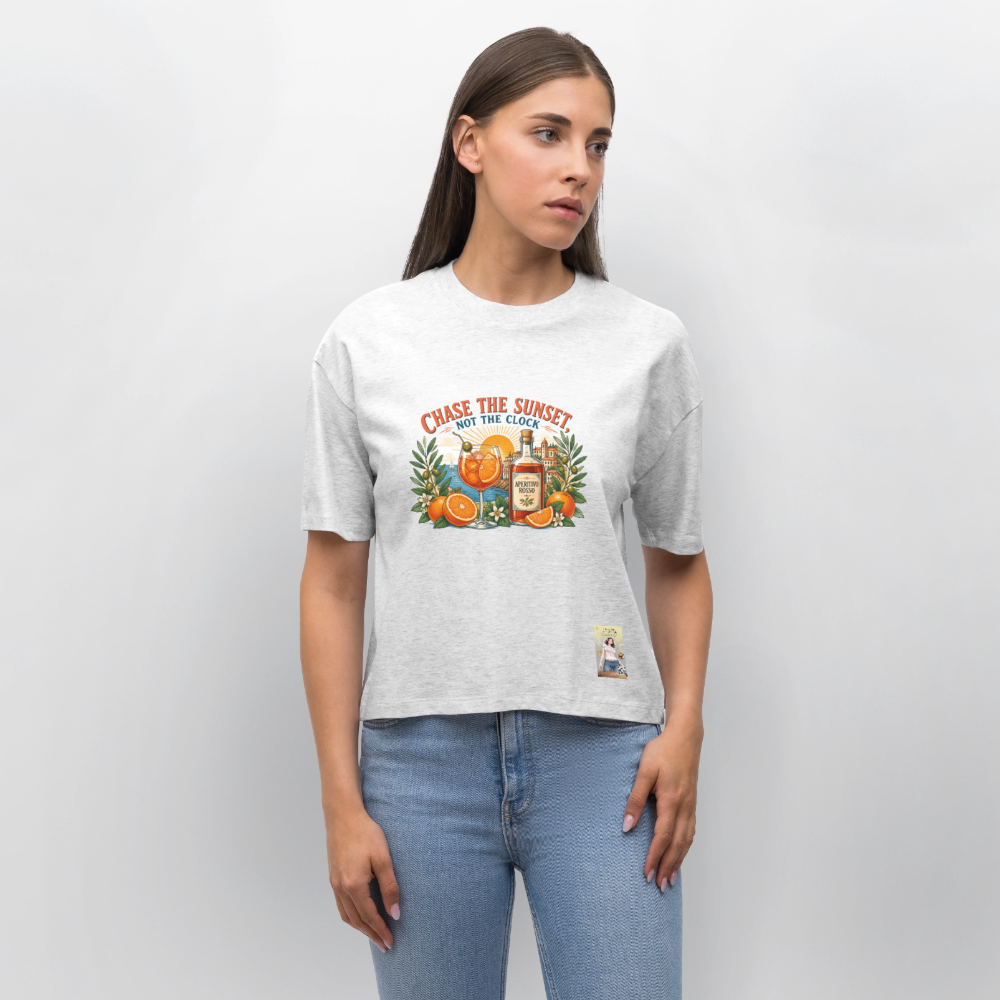 Aperrosso Frauen Boxy Bio-T-Shirt - Weiß meliert