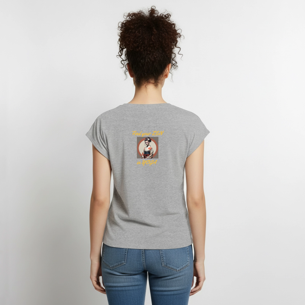 Frauen T-Shirt mit gerollten Ärmeln - Grau meliert