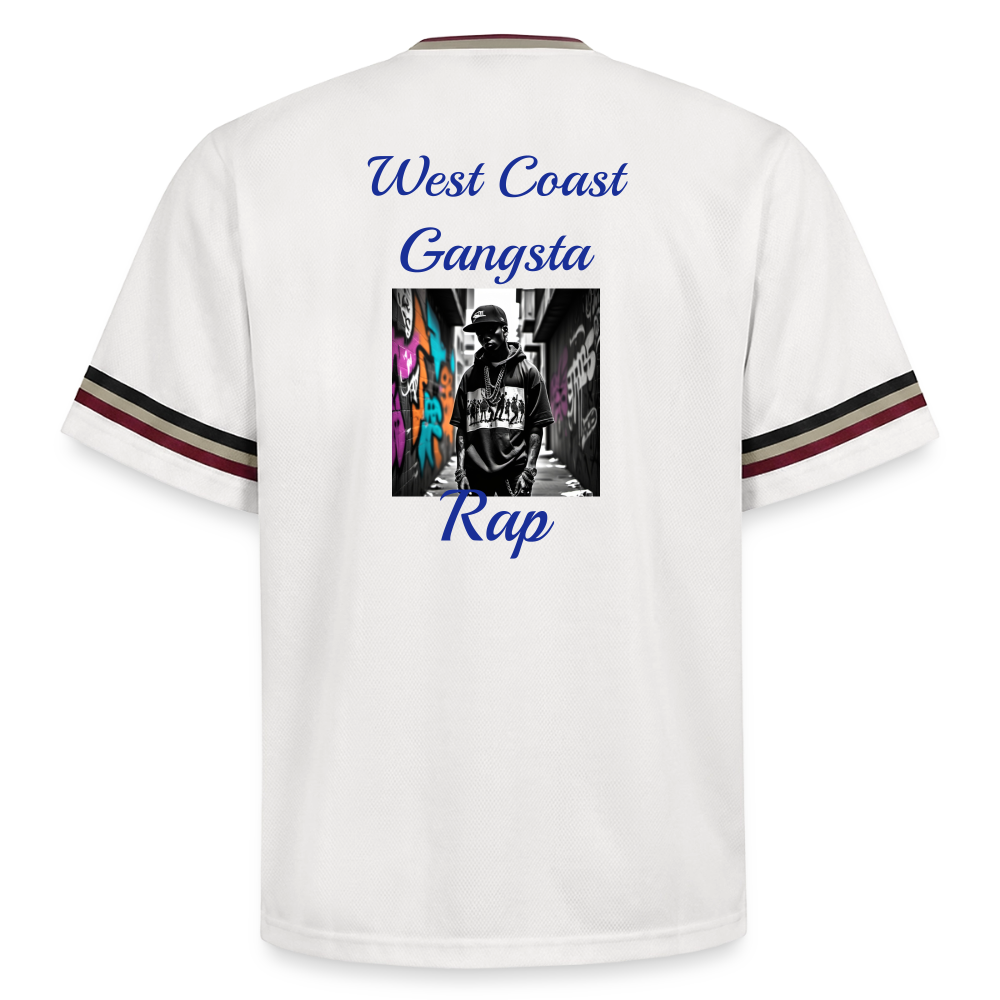 Gangsta#2 Football Style Mesh T-Shirt - Offwhite/Bordeaux