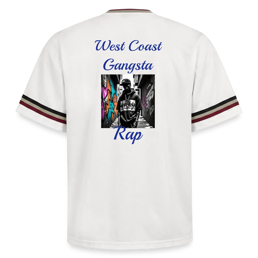 Gangsta#2 Football Style Mesh T-Shirt - Offwhite/Bordeaux
