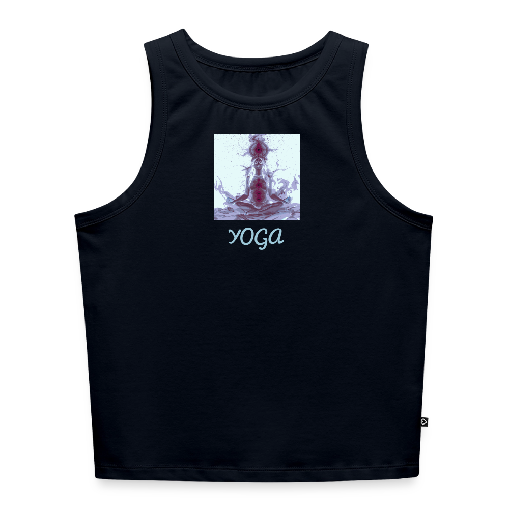 YOGA Cropped Frauen Organic Tank Top - Navy