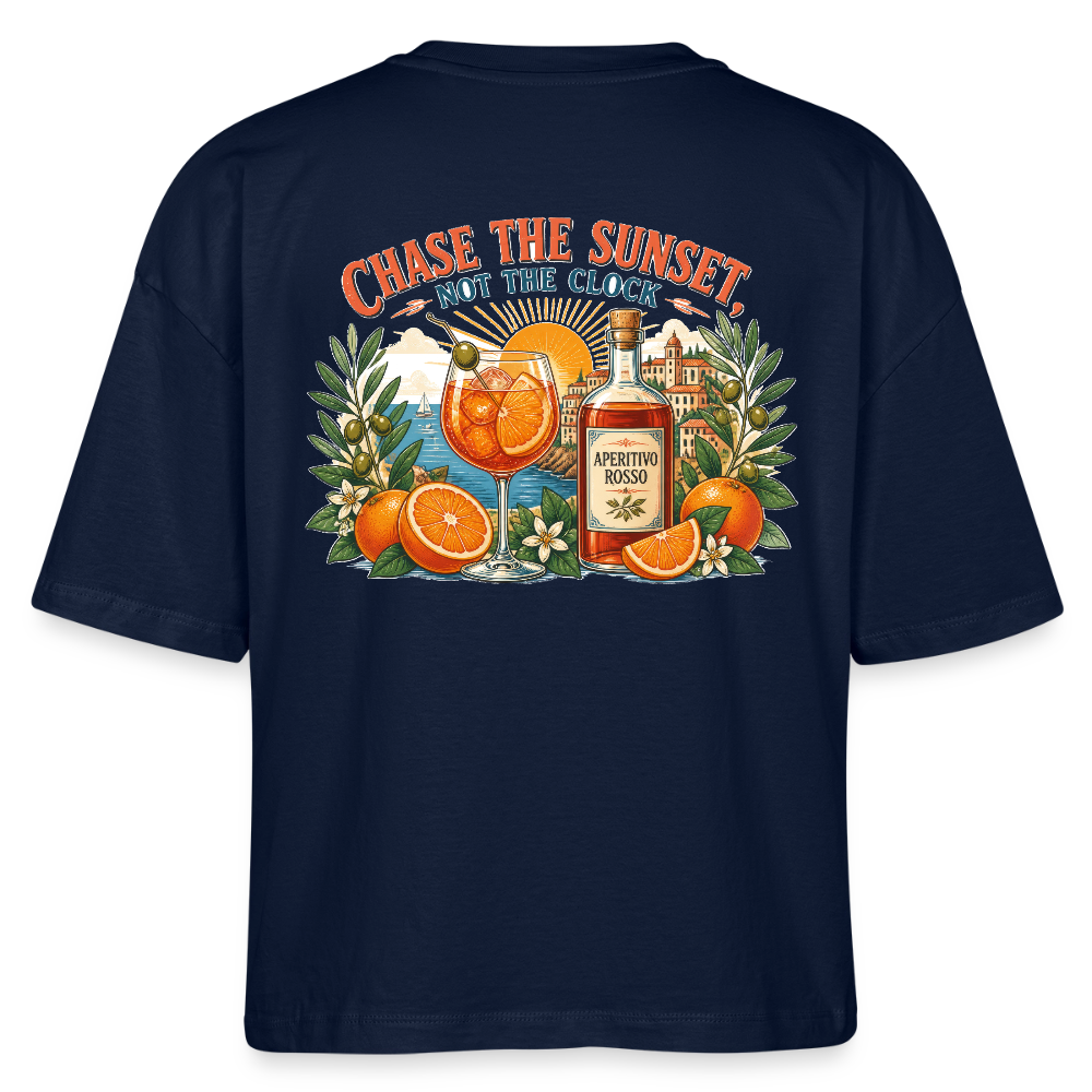 Aperrosso Frauen Boxy Bio-T-Shirt - Navy
