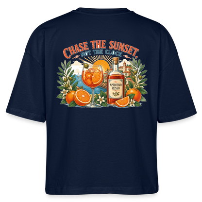 Aperrosso Frauen Boxy Bio-T-Shirt - Navy