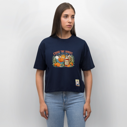 Aperrosso Frauen Boxy Bio-T-Shirt - Navy