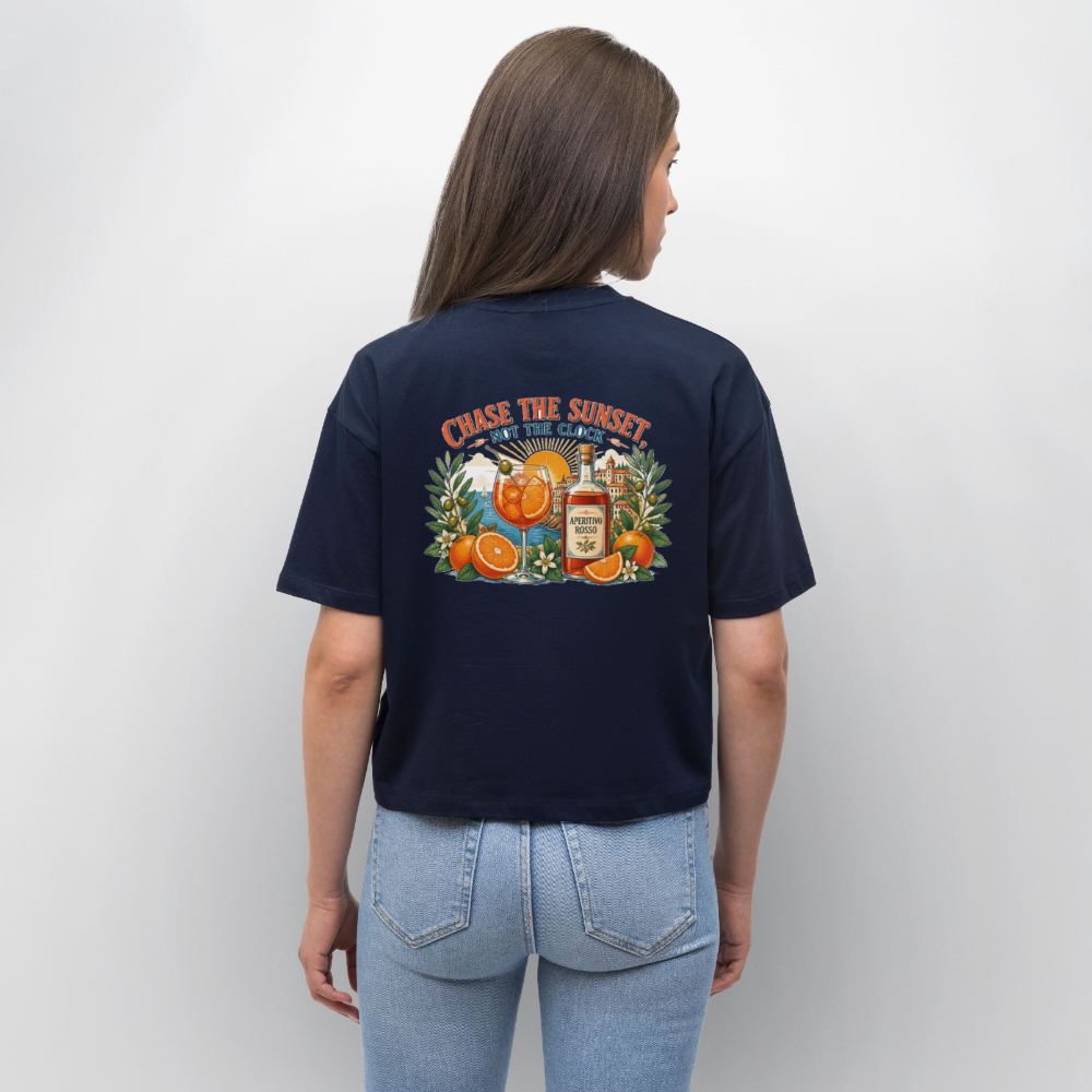 Aperrosso Frauen Boxy Bio-T-Shirt - Navy
