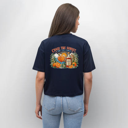 Aperrosso Frauen Boxy Bio-T-Shirt - Navy